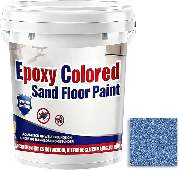 Epoxy Colored Sand Floor Paint, Epoxy Floor Paint for Concrete, High Gloss Marble Effect Coating, Waterproof Non-Slip Concrete Paints, Suitable for Indoor/Outdoor Use (Light Blue,640 oz/20 kg)
