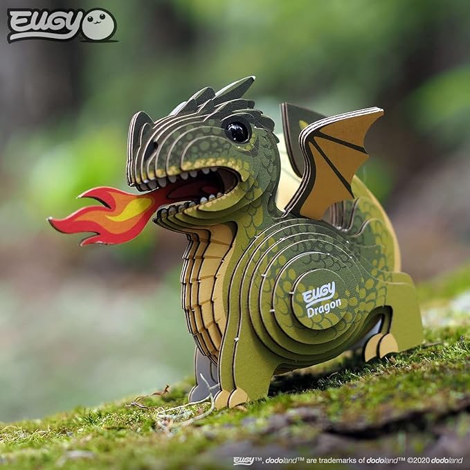 Eugy Dragon 3D Puzzle, 26 Piece Eco-Friendly Educational Toy Puzzles for Boys, Girls & Kids Ages 6+