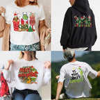 Christmas Iron on Decals Transfer, Funny Christmas Heat Transfer Stickers Iron on Patches for Clothes T-Shirts Pillow Cover Hoody Bag Xmas DIY Craft Supplies Vinyl Stickers