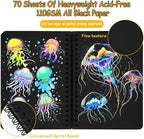 5x7in Black Paper Mixed Media Sketchbook, 110gsm Spiral Bound Art Journal Sketchbook, 70Sheets Acid-Free Travel Pocket Sketch Pad for Drawing, Illustration, Ideal for Most Dry Media