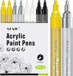 SFAIH Paint Markers Pens - 4 Colors 8 Pack Ultra-High Coverage Acrylic Paint Pens for Rock, Paper, Wood, Fabric, Glass, Metal, Ceramic, Painting, DIY Art Projects, Crafts, Large Capacity Permanent Ink