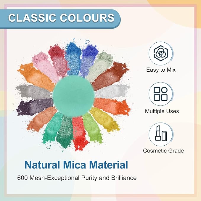 uxcell 10g/0.35oz Cosmetic Grade Mica Powder, 600 Mesh Mica Powder Natural Resin Epoxy Pigment Powders for Casting Resin, Candle Dye, DIY Nail Polish and Lip Gloss, Turquoise