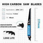 3 Pack 9 inch Reciprocating Saw Blades Set，3 TPI High Carbon Saw Blades for Wood Cutting ，Saw Blades with Organizer Case (3, 3T/9inch)