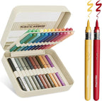 MemOffice Direct Liquid Acrylic Paint Markers, 36 Colors Brush Tip Pens with Carrying Case, No Bleed, Waterproof, for Rock, Wood, Canvas, Glass, Fabric, DIY Crafts for Adults & Kids