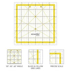 KERING Patchwork Quilting Ruler - 6x6 inch Non-Slip Acrylic Square Ruler for Foundation Paper Piecing, Bias Strips & Rotary Cutting, Durable Quilter's Tool with Anti-Slip Backing
