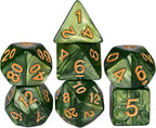7-Die DND Dice Set Polyhedral Dice Set with a Leather Dice Bag, D&D Dice Set for Dungeons and Dragons, RPG Table Games (Green)