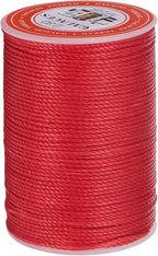 uxcell Round Leather Sewing Waxed Thread, 55m / 60 Yards Wax Polyester String, 0.8mm Waxed Stitching Cord for Leather Crafts, Bookbinding, Bracelets Braided, Red