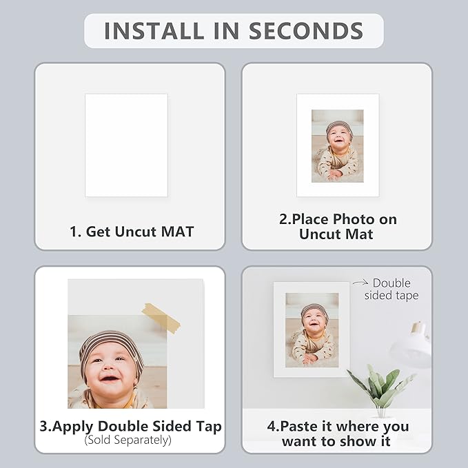 Somime 10 Pack Backing Boards, 11x14 Uncut White Mats Matboards, Acid-Free Backerboards for Art Prints, Ideal for Photos, Pictures, Prints, and Frames