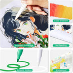 Mooking Acrylic Paint Markers Brush Tip, 36 Colors Acrylic Markers with Automatic Ink Control - 7.1G Large Capacity Quick Drying Waterproof Paint Pens for Rock, Egg, Wood, Fabric, Glass, DIY Crafts