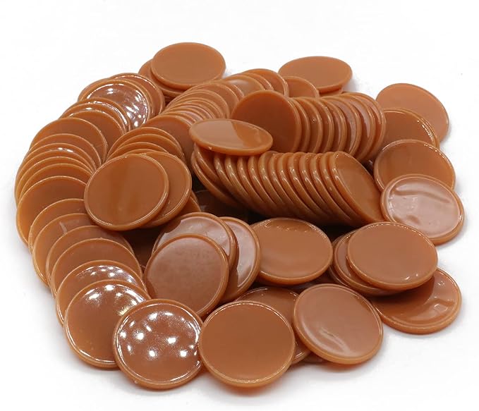 Set of 100 Opaque Plastic Learning Counters Mini Poker Chips Game Tokens with Storage Box (Chocolate, 1.58 Inch)