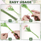 PATIKIL 32 Inch 22 Gauge Floral Stem Wire, 4 Pack/160 Pieces Bouquet Stem Paper Wrapped for DIY Crafts Flower Arrangements, Black