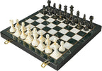 15" Large Chess Set for Adults- Weighted Acrylic Pieces Including Extra 2 Queens, 3.5" King w/Leather Base, Portable Folding Marbling Wooden Chess Board - Travel/Family Game & Elegant Gift