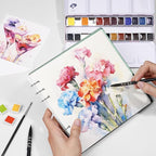 Lightwish Square Watercolor Journal,100% Cotton,300gsm/140lb,Acid-Free,20 Sheets Hot Press Watecolor Paper Sketchbook for Artists Adults Students,7.68 * 7.68 Inches(Dark Green)