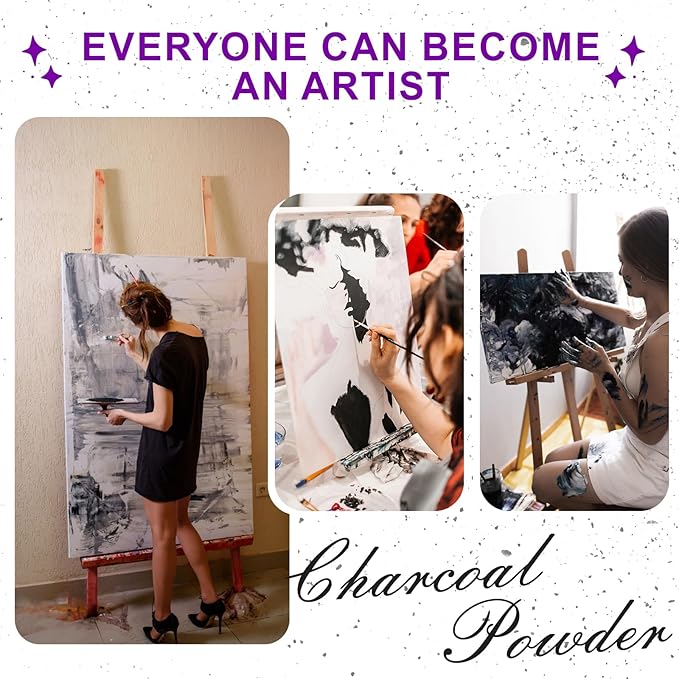 Premium Charcoal Powder for Drawing and Art, Drawing Charcoal for Sketching, Shading, Blending with Beginners & Pro Artists (8 Ounces)