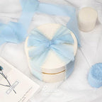 Ribbli Baby Blue Chiffon Ribbon 1-1/2 inch x 20 Yard Handmade Fringe Chiffon Silk Ribbon, Light Blue Ribbon for Wedding Invitations, Bridal Bouquets Wrapping, Flower Arrangement Decoration