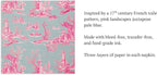 Stxy's (3ply) 60ct Pink Toile Paper Napkins Vintage Cocktail Napkins for Girl or Boy Baby Shower, French Pink and Blue Toile Napkin Pack for decoupage, baby shower