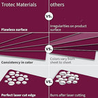Trotec TroLase | 12"x24"x1/16", 4 Pcs | Burgundy/White | 2 Ply | Modified Acrylic | Laser Engraving Double Color Plastic Sheet | Engraving Blanks for Laser, Saw, Guillotine | Made in USA