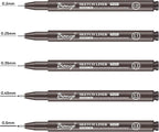 Bianyo Sepia Tone Art Pen Set, 5 Assorted Tips - Warm Pigment Ink Sketch Liner for Vintage Sketching, Nature Illustrations, and Elegant Calligraphy, Water-Resistant and Archival Quality