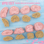 Cookie Cutters Set, 3D Plastic Cookie Cutter with Plunger Stamps Biscuit Cutters Cake Baking Fondant Embosser Stamps Cookie Molds for DIY, Kitchen, Birthday Party (dinosaur)
