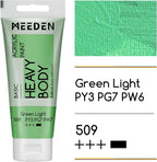 MEEDEN Acrylic Paint Green Light: 100ml/3.38oz Heavy Body Acrylic Paint Tube Bundled with Additional Titanium White Color for Art Craft Painting