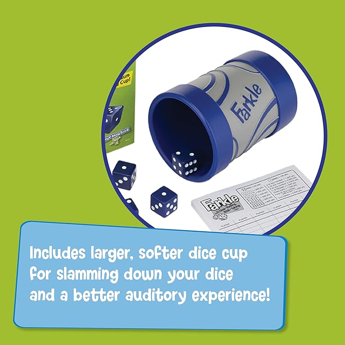 PlayMonster Farkle Dice Game — Exclusive Premium Dice Cup — Family Game Night — Easy to Shake and Slam — for Ages 8+