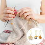 BEEFLYING 16Pcs Bee Honeycomb Stitch Marker Charms, Alloy Enamel Knitting Stitch Marker Charm Pendant for Sewing Crocheting Accessories