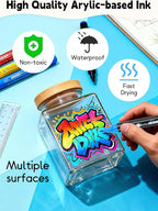 48 Colors Acrylic Paint Markers, Dual Tip Acrylic Paint Pens with Brush and Fine Tips for Kids, Adults, Wood, Canvas, Stone, Rock Painting, Glass, Ceramic Surfaces, DIY Crafts Making