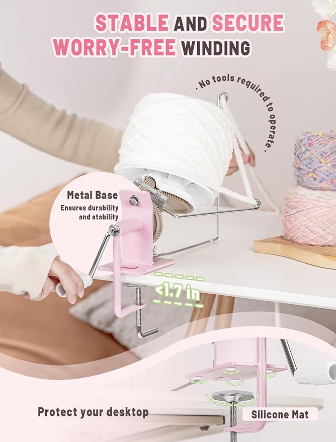 INMAKER Yarn Winder, 10oz Yarn Ball Winder Large Capacity for Crocheting, Yarn Spinner for Yarn Cake Maker