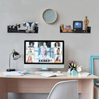 U Shape Floating Shelves Wall Mount Metal Bookshelf CD DVD Storage Display Shelves, Black Set of 6