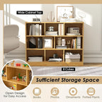 Toy Storage Organizer, 3-Tier Kids Bookshelf, 8 Cube Kids' Bookcases, Cabinets & Shelves, Wooden Toy Organizers, Small Book Shelf for Bedroom, Playroom, Classroom, Nursery (Burlywood)