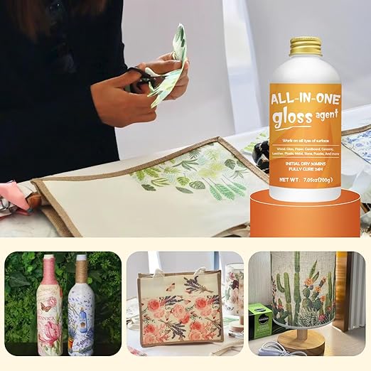 Crafts Sealer Gloss Matte Finish, 200ml+200ml All in One Craft Glue, Varnish, and Finish, All Purpose Art Glue Kit for Wood, Paper, Acrylic Paints, Ceramics, Fabrics, Clay