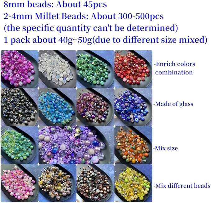 Assorted Glass Resin Beads Multi Size Colors Smooth Cracked Gravel Millet Spacer Beads for Bracelets Necklace Earring DIY Jewelry Making Craft(Light Brown Series)