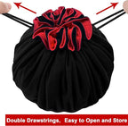 SIQUK Large Dice Bag with Pockets Drawstring Dice Bag DND Dice Storage Bag Big Capacity Dice Pouch for RPG MTG Table Games, Hold over 300 Dice (Black & Red)