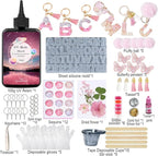 YV-cozx UV Resin Jewelry Making Kit,Crystal Clear Resin with 26 Letter Molds and Casting Tools,DIY Jewelry Making Kit for Necklace,Keychain,Earring (Pink Letter)