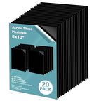Egofine 8" x 10" Black Plexiglass Sheets 20 Pack 0.04 Inch Cast Acrylic Sheet Thick for DIY Craft Projects, Painting, Photography, Sign, Display Stand, Home Decor, Easy to Cut
