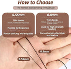 Natural Waxed Thread, 0.55mm/0.8mm, Wax Thread for Handcrafted Wrapping, Sewing, Bookbinding, Leather Threads, Beginners Craft DIY, Hemp Cord (Black/Brown/White, 0.55mm/33 Yards)