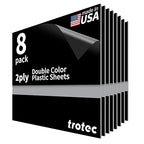 Trotec TroLase | 12"x12"x1/16", 8 Pcs | Black/Silver| 2 Ply | Modified Acrylic | Laser Engraving Double Color Plastic Sheet | Engraving Blanks for Laser, Saw, Guillotine | Made in USA
