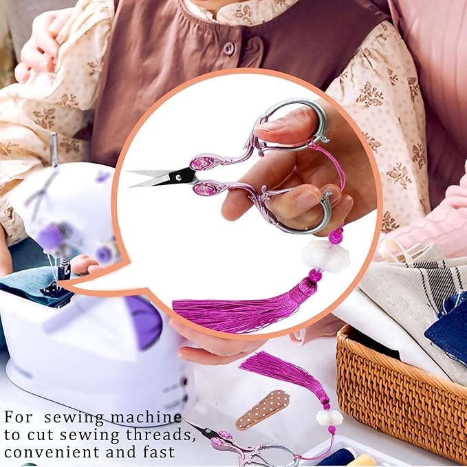 BIHRTC Cross Stitch Scissors Sharp Stainless Steel Dressmaker Scissor with Cover Tassel Vintage Needlework Shears for Embroidery Sewing Machine Needlework Beading DIY Threading