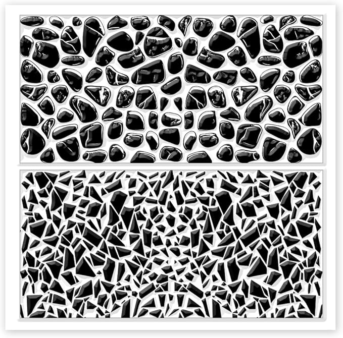 CHGCRAFT Tile Pattern Polymer Clay Texture Sheets Pebble Texture Silicone Clay Texture Stamp Clay Modeling Pattern Pad Texture Sheets for Earrings Jewelry Making