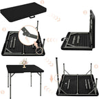 Set of 2 Square Folding Table 34in Multi-Functional Portable Folding Card Table with Carrying Handle for Indoor Outdoor Camping,Picnic, Office, Party Use HDPE Plastic Tabletop with Metal Frame(Black)
