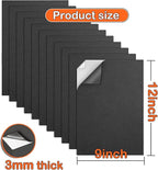 MEARCOOH 3mm Self Adhesive Foam Sheets Crafts, Black 9x12 Inch Sticky Eva Foam Paper for Crafts Cardmaking Cushion Embroidery Classroom Scrapbooking Crafts