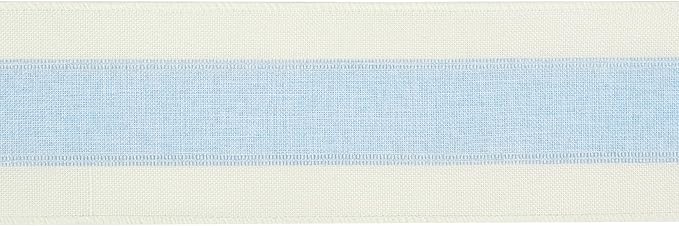 MEEDEE Blue and White Stripe Ribbon Wired Ribbon 2.5 Inch Light Blue Burlap Ribbon with Ivory Stripe Edge Wreath Supplies, Baby Shower Decorations, Crafts Bow Making (10 Yards)