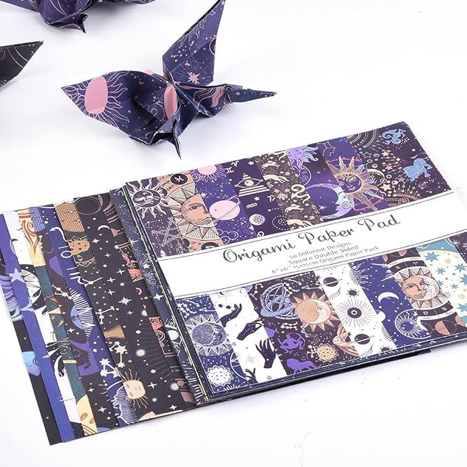 Origami Paper Kit 100 Sheets 70GSM 6 Inch Square Double Sided Color 100 Vivid Solid Colors for Hand Crafts Origami Paper Arts Creativity. Galactic System