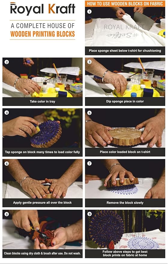 Royal Kraft Xmas Wooden Printing Stamps (Set of 5) - DIY Henna Fabric Textile Paper Clay Pottery Blocks Htag2217