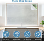 Finnez Frosted Privacy Window Film Static Cling, Non-Adhesive Decorative Cover for Glass Door & Windows, No Glue Removable Clings UV Blocking Waves Design for Home Office 35.4 x 157.4 Inches