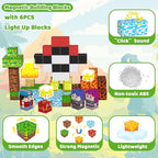 Magnetic Blocks, 208PCS Magnetic Building Blocks, Stacking Magnets for Kids, Sensory Toy for STEM Constructions Magnet Blocks for Boys Girls Age 3+, Christmas Birthday Gifts