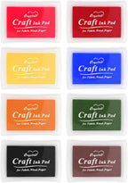 HAFFUZI Washable Stamp Pads for Kids, Ink Pads for Rubber Stamps, 8 Color Non-Toxic Craft Ink for Paper Fabric Wood, Journaling Scrapbooking Handprint Art