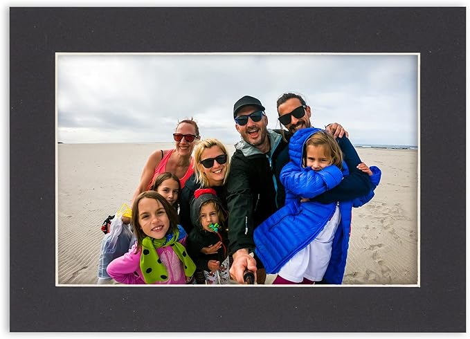 6x8 Mat for 8x10 Frame - Precut Mat Board Acid-Free Show Kit with Backing Board, and Clear Bags Black 6x8 Photo Matte Made to Fit a 8x10 Picture Frame Matboard for Framing, Pack of 1 Mat
