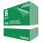 Trotec TroLase | 12"x12"x1/8", 8 Pcs | Bright Green/White | 2 Ply | Modified Acrylic | Laser Engraving Double Color Plastic Sheet | Engraving Blanks for Laser, Saw, Guillotine | Made in USA