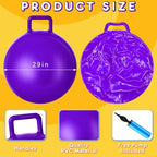 Lewtemi 3 Pcs 29 Inch Bouncing Ball with Handle, Outdoors Hopper Jumping Hopping Ball and Air Pump for Sports Exercise (Orange, Blue, Purple)